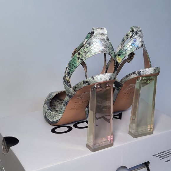 ALDO: Multicoloured Snake Print High Heels, Size 6 - Picture 2 of 8